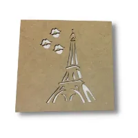Caja de mdf de 3mms corte laser de 18x18cms con tapa calada Nro.024 Torre Eiffel beso