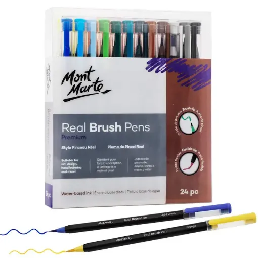 set 24 marcadores punta pincel profesionales real brush pen mont marte dibujo acuarela lettering 0