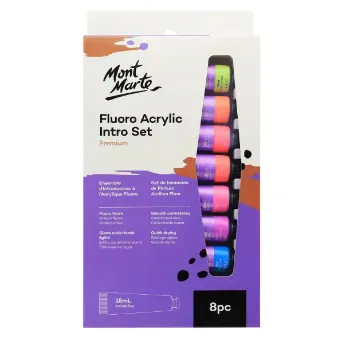 set 8 acrilicos pomo 18ml fluorescente mont marte colores neon alta pigmentacion 0