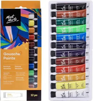set 12 temperas gouache pomo 12ml premium signature mont marte acabado mate alta pigmentacion 0
