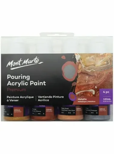 pintura acrilica para vertido arte fluido pouring premium mont marte set 4 colores x120ml metallic 0
