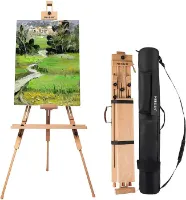 Caballete atril de campo tripode portable de madera de Haya "MEEDEN" W07E 80x87x130-189cms con funda 