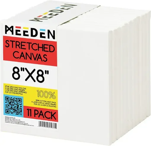 bastidor lienzo entelado para oleo acrilico meeden 100 algodon 280grs 20x20cms pack 11 unidades 0