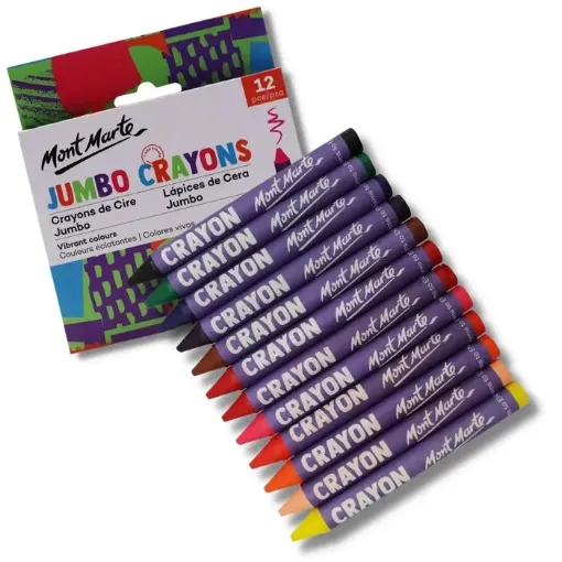 set 12 crayolas lapices cera jumbo mont marte caja x12 colores vibrantes 0