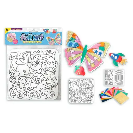 libro para colorear infantil stickers 30x30cms foil art 0