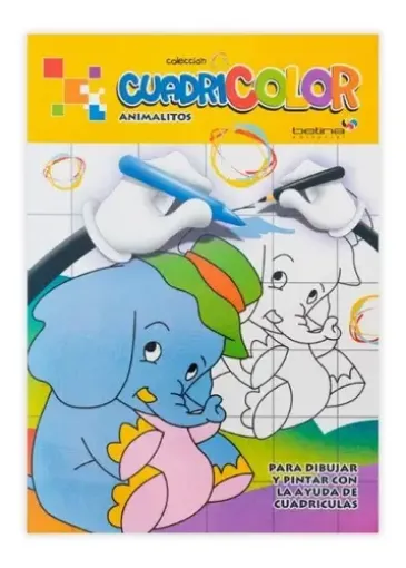 libro para colorear infantil coleccion cuadricolor 16pag 20x28cm editorial betina tapa animalitos 0