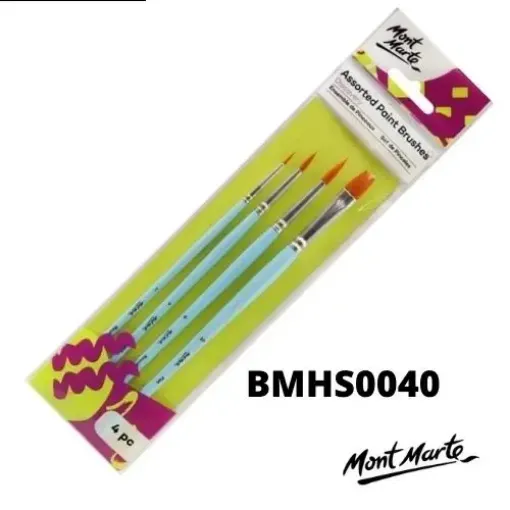 set 4 pinceles punta pelo sintetico assorted paint brushes mont marte bmhs0040 0