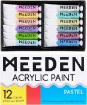 set 12 acrilicos premium pomo 22ml no toxicos sin acidos meeden x12 colores pasteles 0