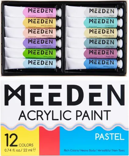 set 12 acrilicos premium pomo 22ml no toxicos sin acidos meeden x12 colores pasteles 0