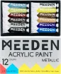 set 12 acrilicos premium pomo 22ml no toxicos sin acidos meeden x12 colores metalizados 0
