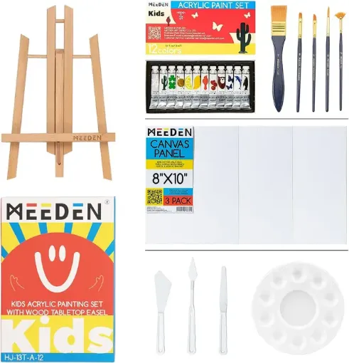 set inicial 25 elementos para pintar acrilico meeden kids acrylic painting set atril lienzos 0