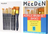 Set de 10 pinceles sinteticos basicos para pintura acrilica "MEEDEN" acrylic brush set x10