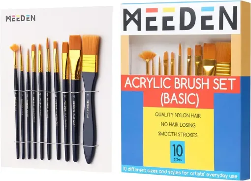 set 10 pinceles sinteticos basicos para pintura acrilica meeden acrylic brush set x10 0