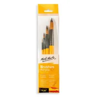 Set de 4 pinceles punta sintetica para pinturas acrilicas Acrylic Brushes Signature "MONT MARTE" BMHS0018