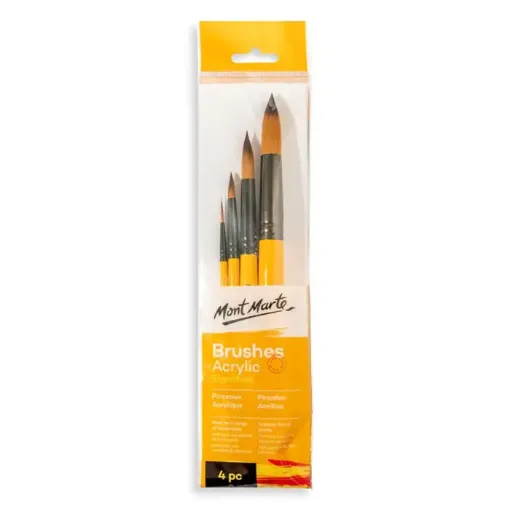 set 4 pinceles punta sintetica para pinturas acrilicas acrylic brushes signature mont marte bmhs0018 0