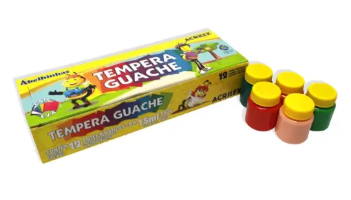 set temperas guache lavables acrilex 15 ml caja 12 colores 0