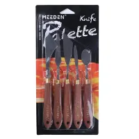 Set de 5 espatulas metalicas cromadas con mango de madera Profesionales "MEEDEN" set B 