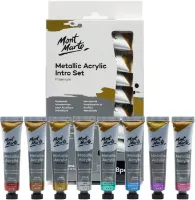 Set de 8 acrilicos Metalizados Premium de 18ml "MONT MARTE" colores Metalicos de alta pigmentacion