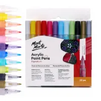 Set de 12 marcadores de tinta acrilica punta fina Signature "MONT MARTE" x12 colores brillantes