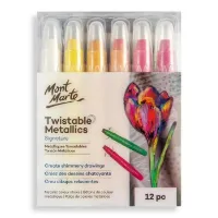 Set de 12 marcadores de tinta acrilica punta gruesa 10mms "MONT MARTE" x12 colores metalicos traslucidos