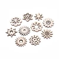 Apliques calados de madera forma Flores de 29x29mms x50 unidades